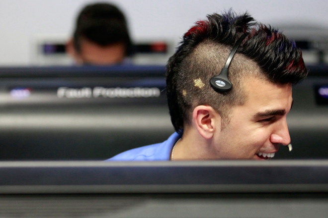 A side image showing Bobak "Mohawk guy" Ferdowsi's hair during the Mars Curiosity landing.