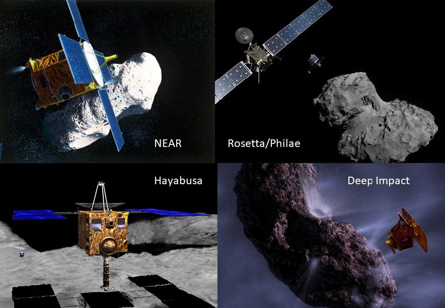 Past missions to asteroids and comets.